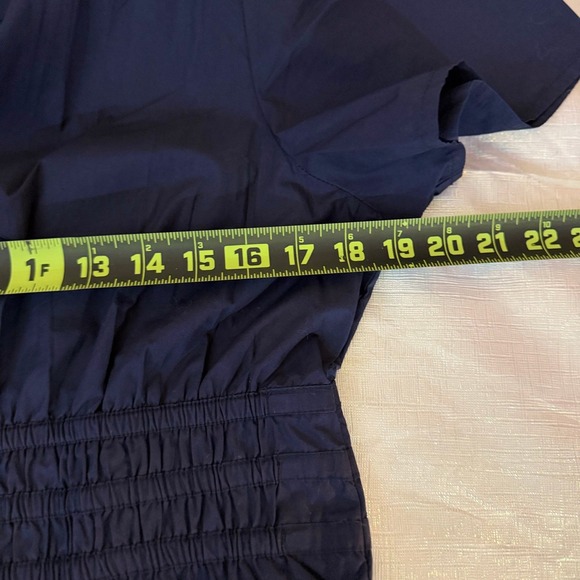 Quince 100% Organic Cotton Poplin Tiered Maxi Dress Women's L Navy Smocked Boho - Picture 12 of 14